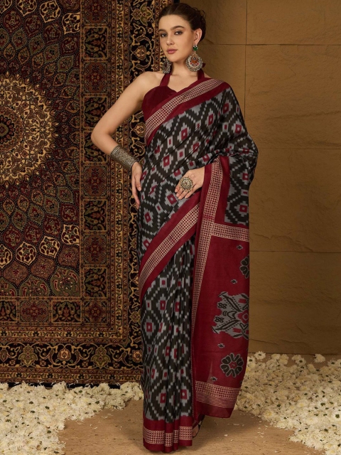 Saree mall Silk Blend Ikat Sarees