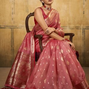 Satrani Ethnic Motifs Woven Design Zari Banarasi Saree