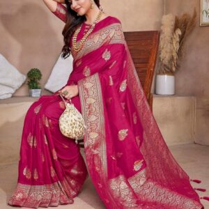 Satrani Woven Design Zari Banarasi Saree