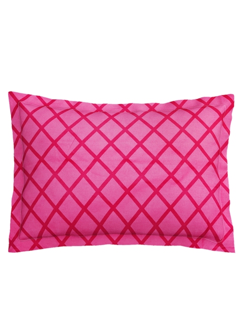 SEJ by Nisha Gupta White & Pink Floral 144 TC Cotton 1 King Bedsheet with 2 Pillow Covers