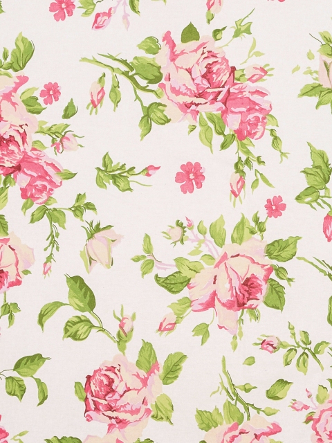 SEJ by Nisha Gupta White & Pink Floral 144 TC Cotton 1 King Bedsheet with 2 Pillow Covers