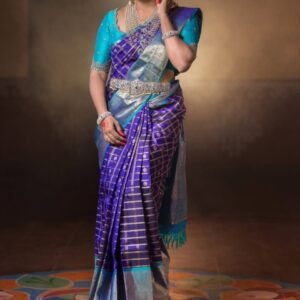 Shriyangan Checked Pure Silk Kanjeevaram Saree