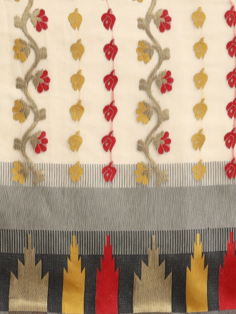 Silk Land Floral Phulkari Cotton Jamdani Saree