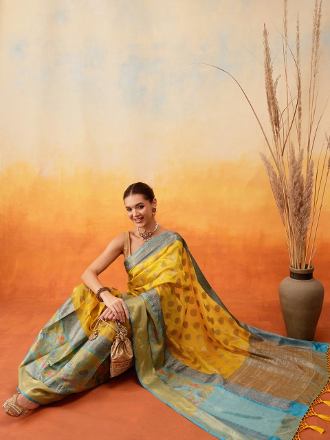 Silk Land Woven Design Zari Ready to Wear Banarasi Saree