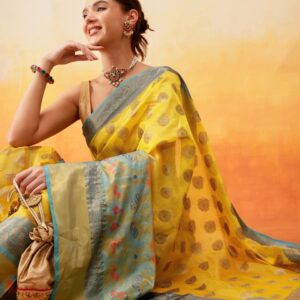 Silk Land Woven Design Zari Ready to Wear Banarasi Saree