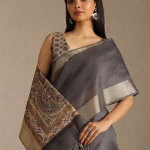 Soch Printed Silk Blend Tussar Saree