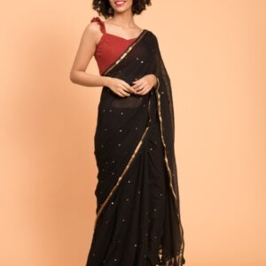 Suta Black Embellished Sequinned Pure Cotton Saree