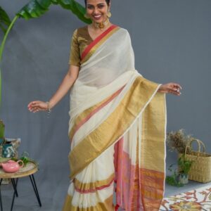 Suta Off Zari Pure Cotton Saree