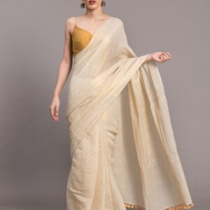 Suta White & Gold-Toned Ethnic Motifs Zari Saree