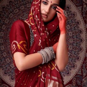 Taavi Woven Design Tie & Dye Saree With Stitched Blouse