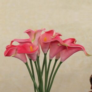 TIED RIBBONS Pink & Green 10 Pieces Artificial Calla Lily Flowers