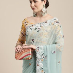 VAIRAGEE Woman Floral Embroidered Georgette Celebrity Saree