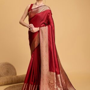 VEDANT VASTRAM Women's Soft Litchi Silk Zari Art Banarasi Saree