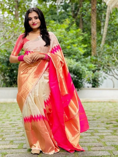 VILLE FASHION Woven Design Zari Kanjeevaram Saree
