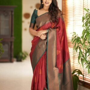 VILLE FASHION Woven Design Zari Kanjeevaram Saree