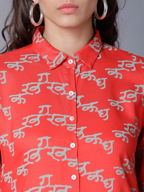 Vishudh Women Orange & Grey Printed Kurta with Palazzos