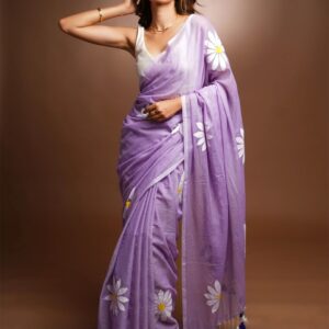 yourwish Floral Printed Pure Linen Saree